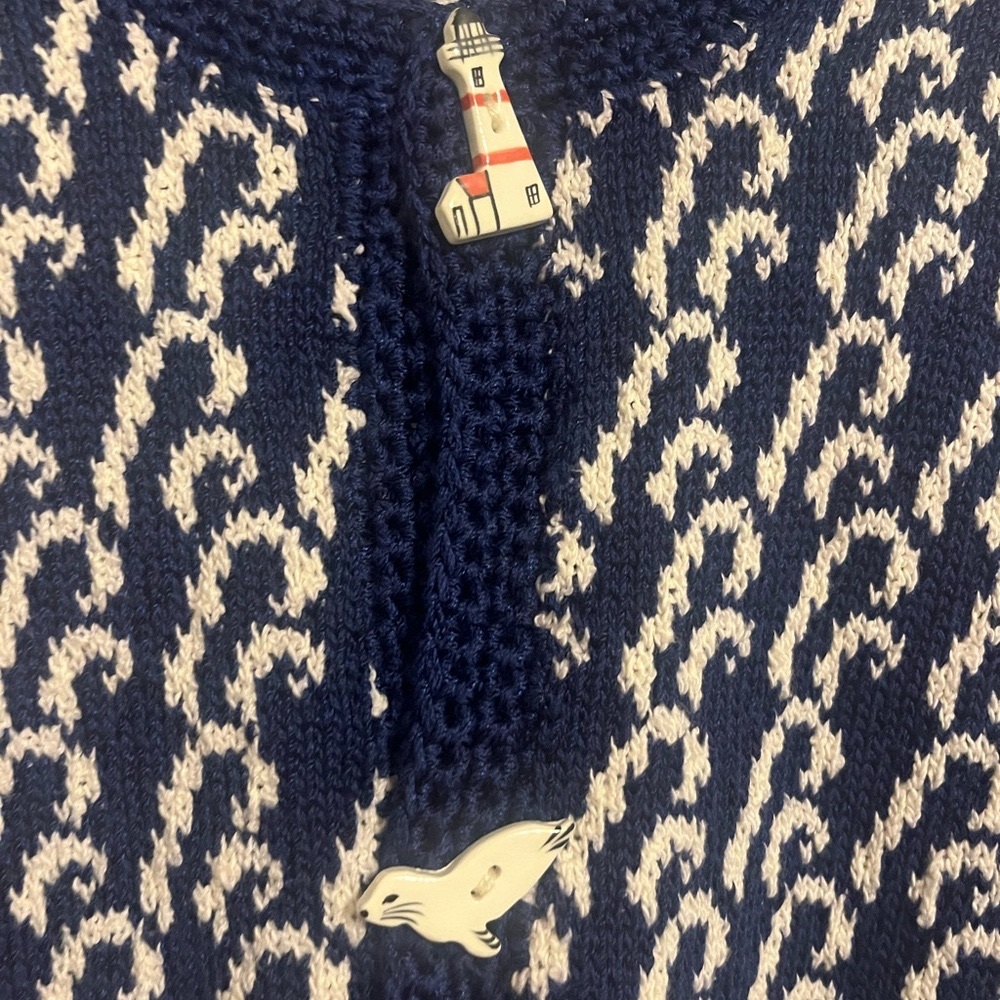 Vintage Nautical knit sweater with hand painted buttons